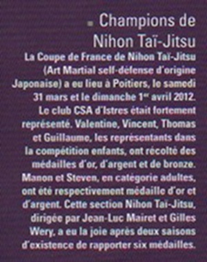 La section Nihon Tai Jitsu du CSA BA125 à l'honneur